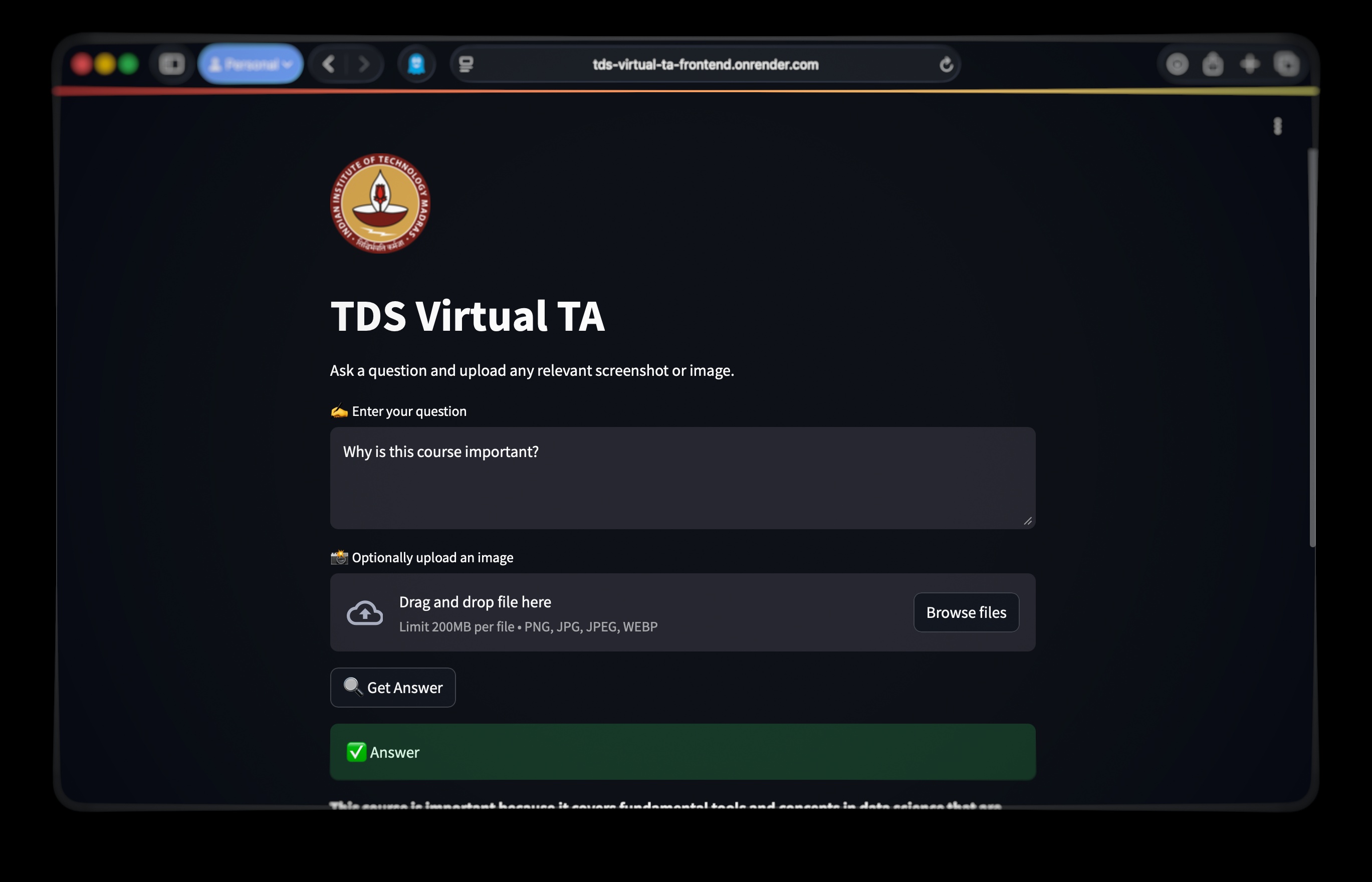 TDS Course Assistant — RAG Chatbot